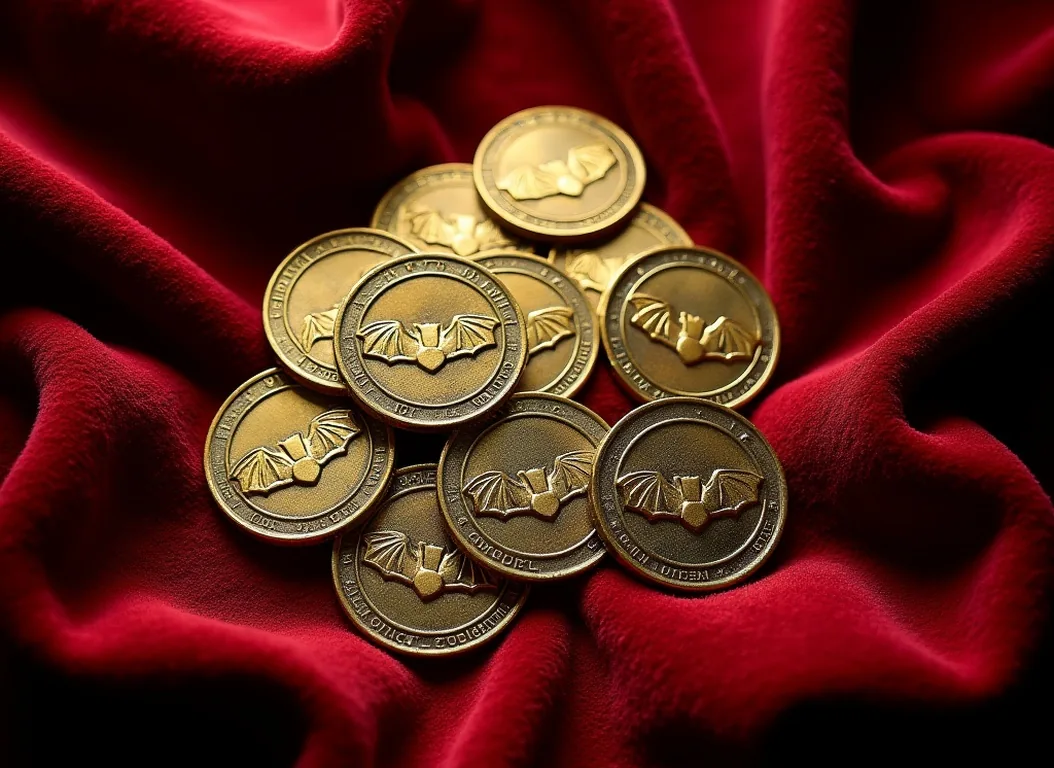 Antique coins with bat crest