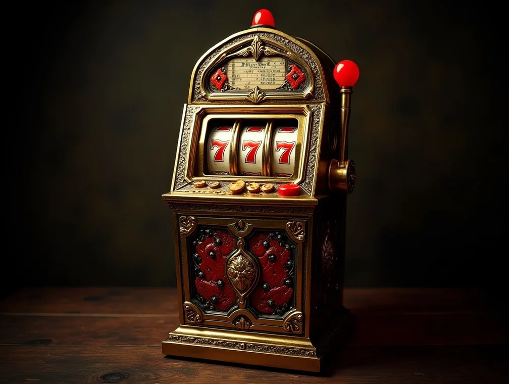 Gothic coffin shaped machine with blood red reels